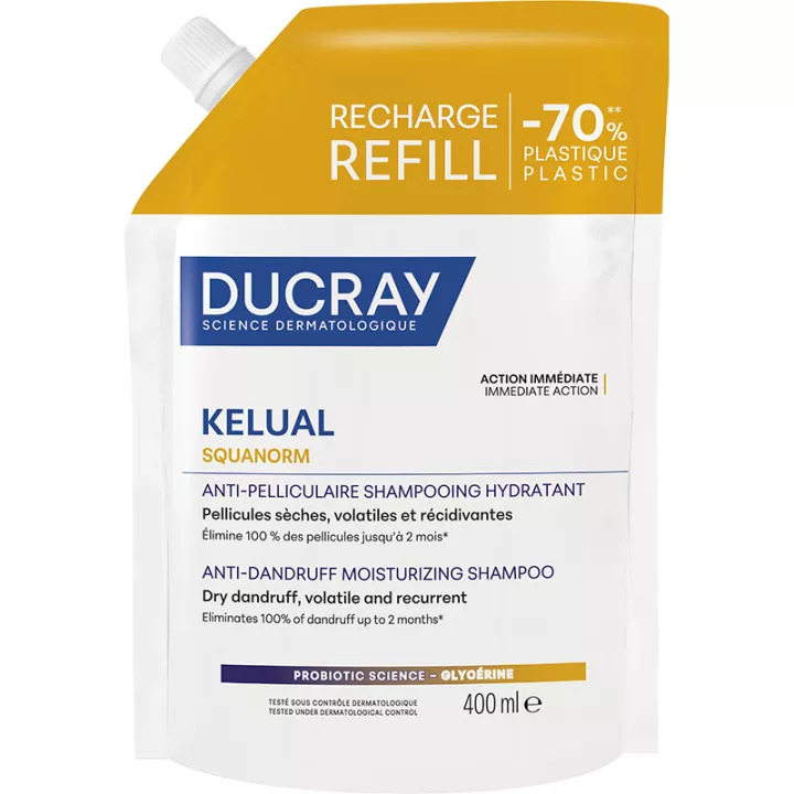 Ducray Kelual Squanorm Shampooing Pellicules Sèches Recharge 400 ml