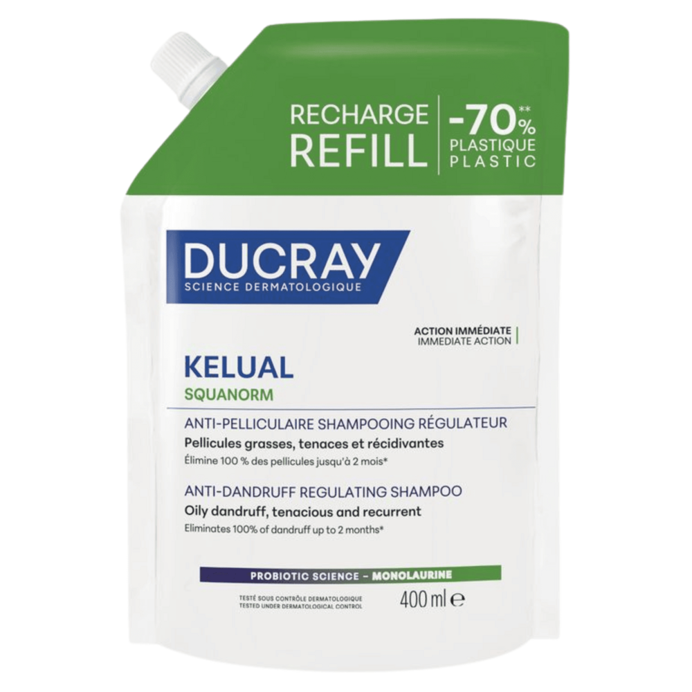 Ducray Kelual Squanorm Shampooing Pellicules Grasse Refill 400 ml