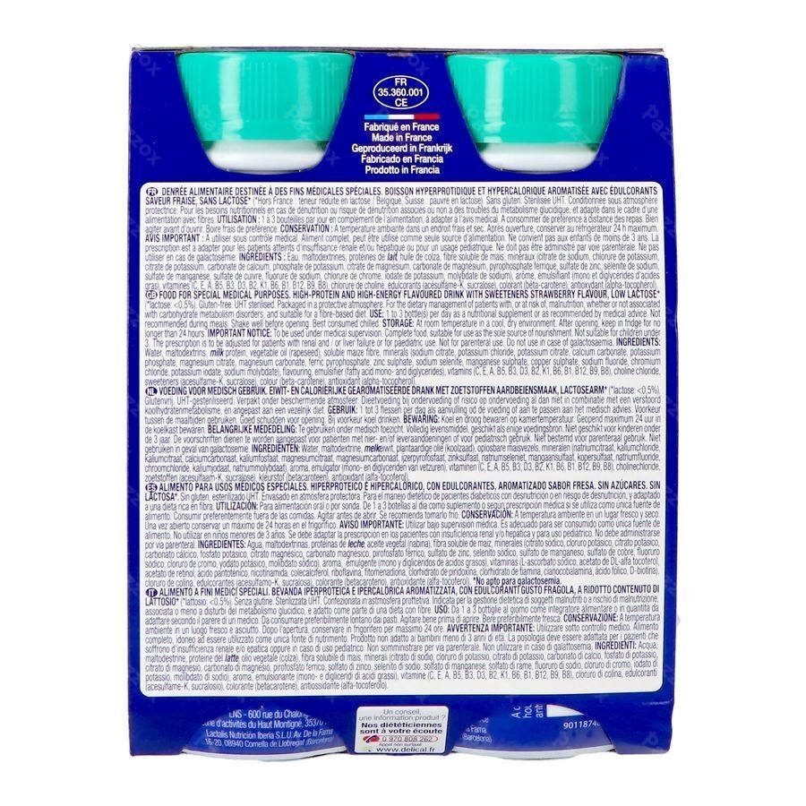 Delical Boisson Lactee S/sucre Fraise 4x200ml