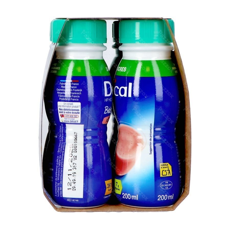 Delical Boisson Lactee S/sucre Fraise 4x200ml
