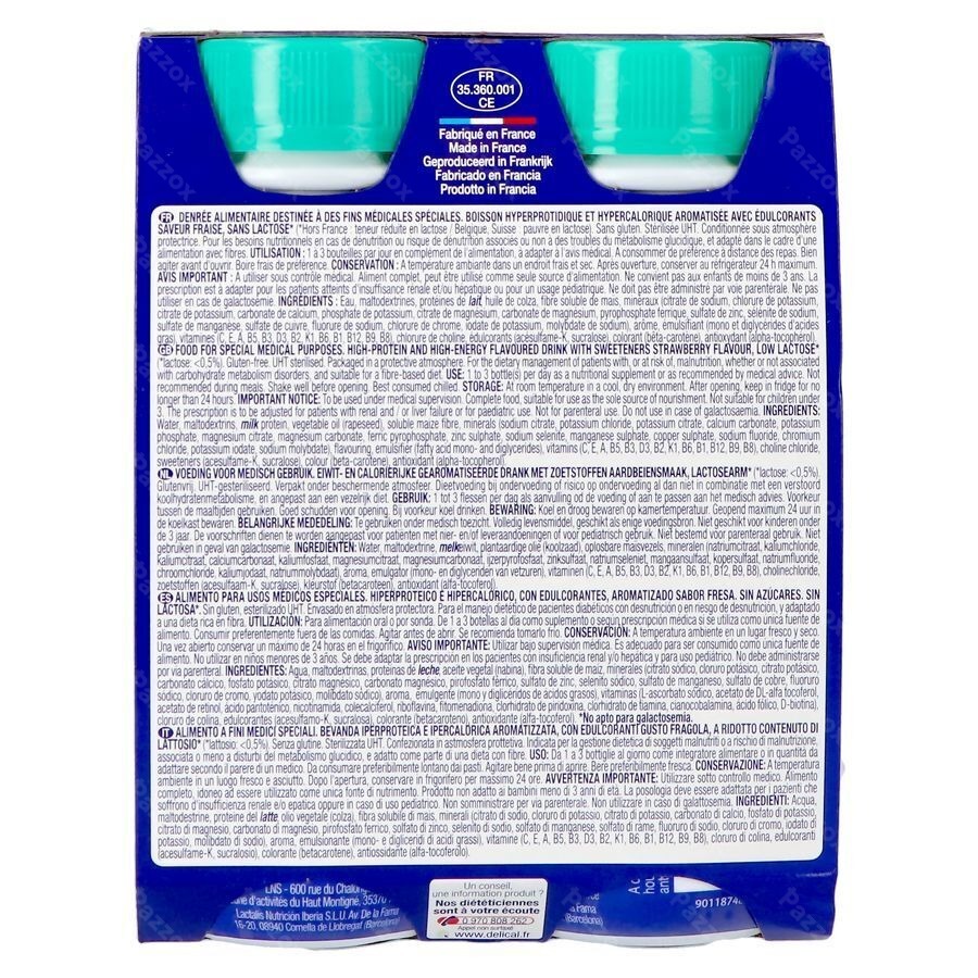 Delical Boisson Lactee S/sucre Fraise 4x200ml