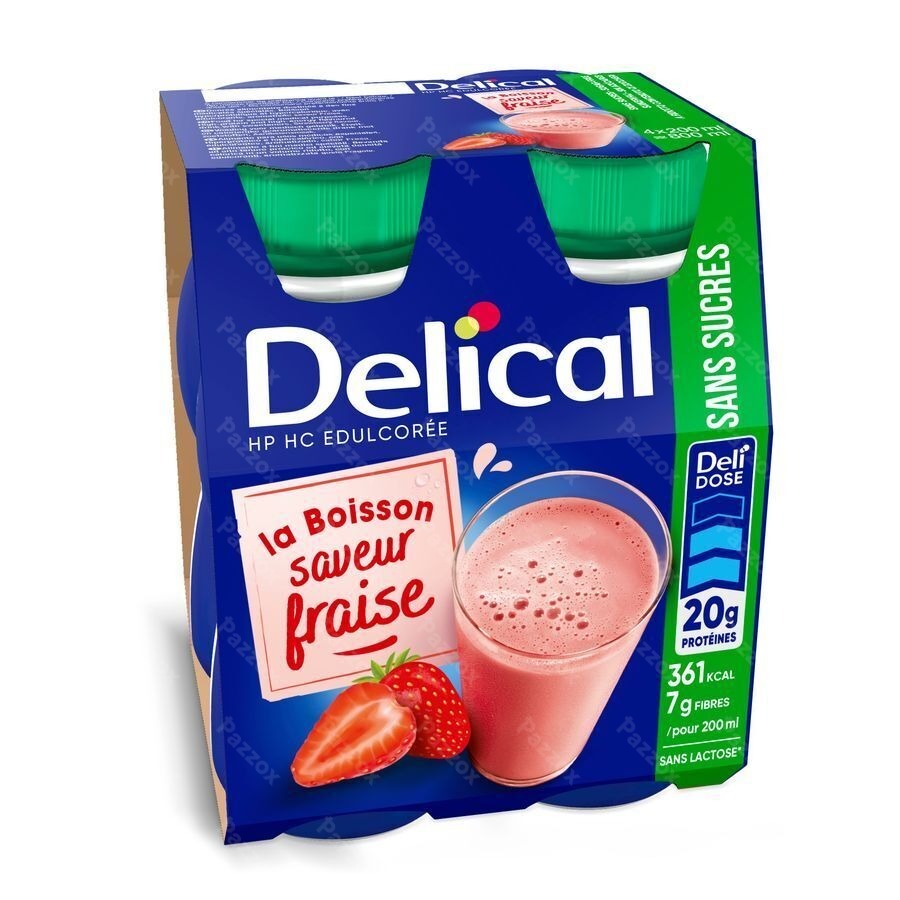 Delical Boisson Lactee S/sucre Fraise 4x200ml