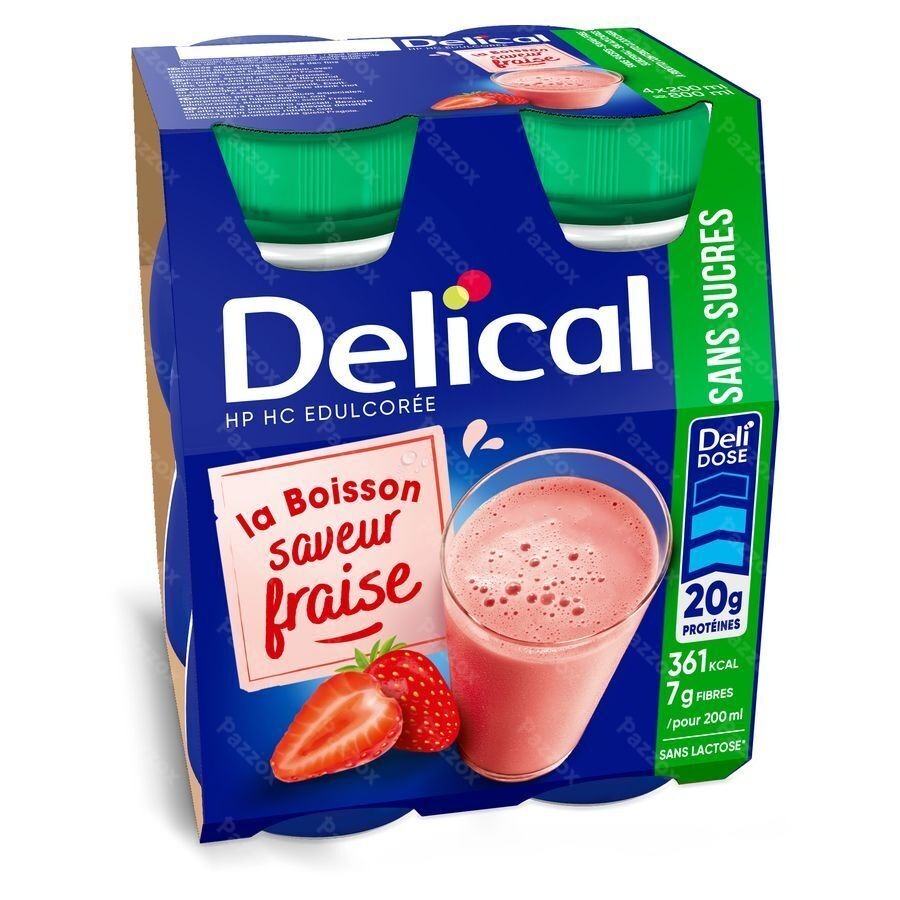 Delical Boisson Lactee S/sucre Fraise 4x200ml