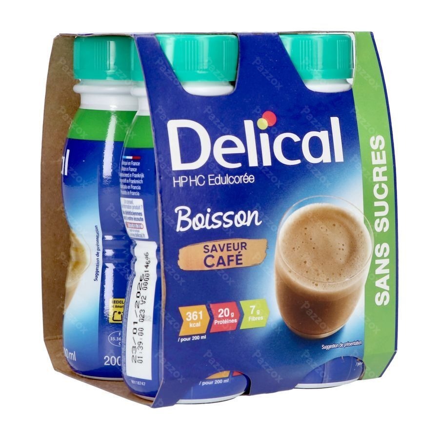 Delical Boisson Lactee S/sucre Cafe 4x200ml