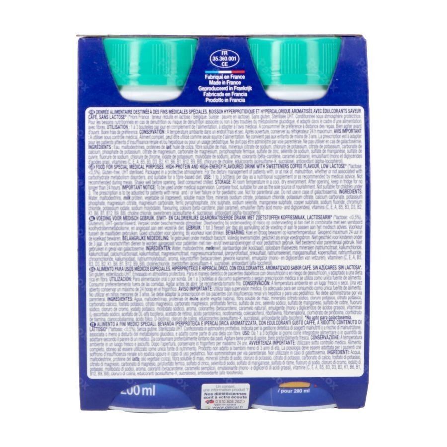 Delical Boisson Lactee S/sucre Cafe 4x200ml