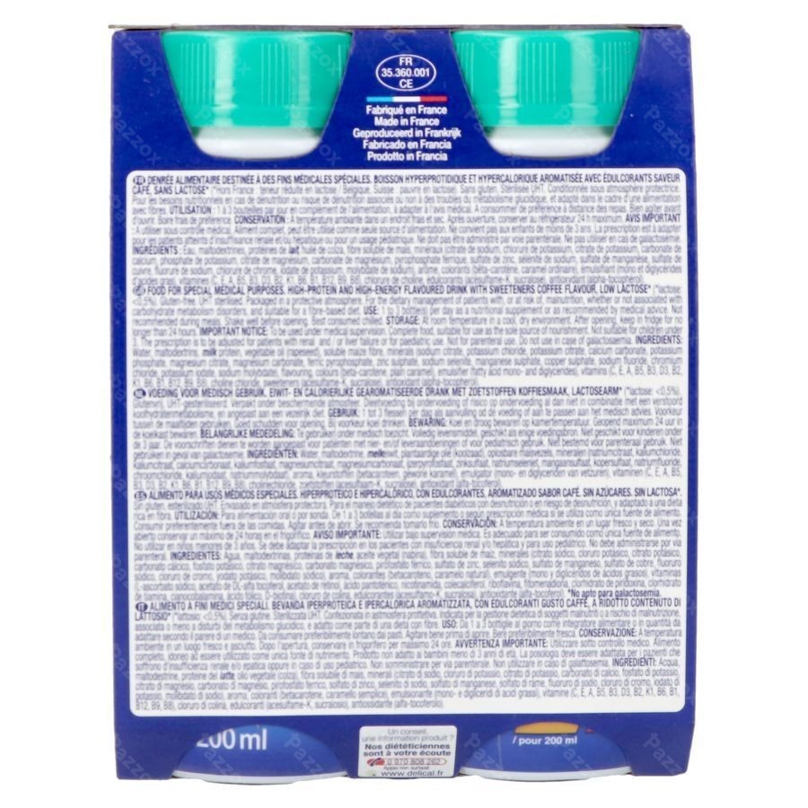 Delical Boisson Lactee S/sucre Cafe 4x200ml