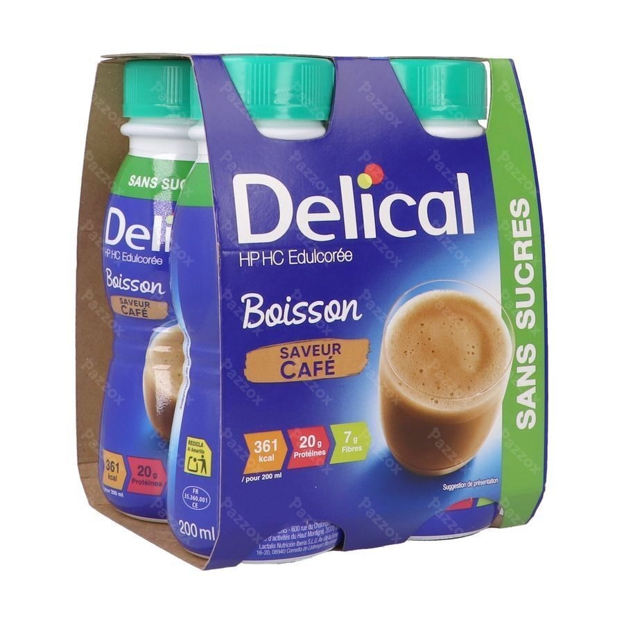 Delical Boisson Lactee S/sucre Cafe 4x200ml