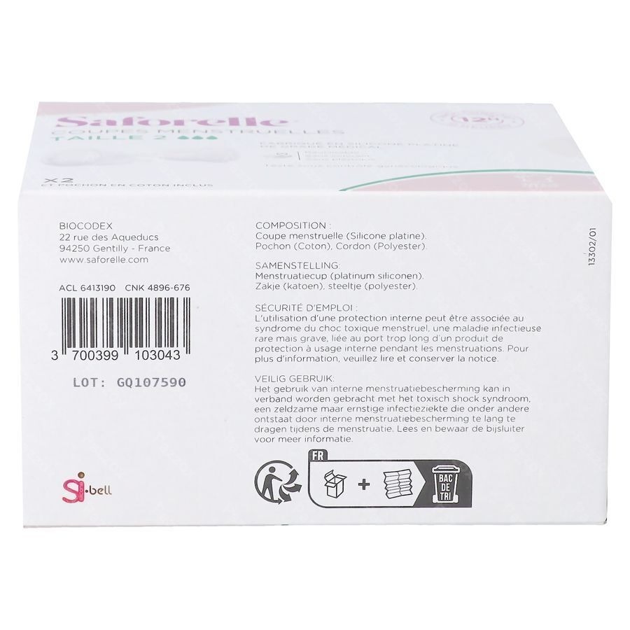 Saforelle Coupes Menstruelles Pack Confort 12h T2