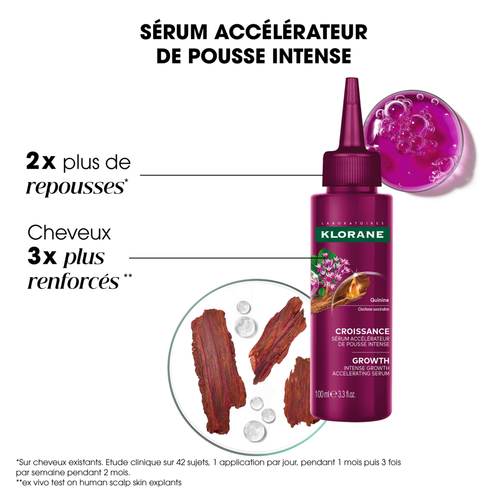 Klorane Quinine Sérum Croissance, Accélérateur de pousse intense 100ml