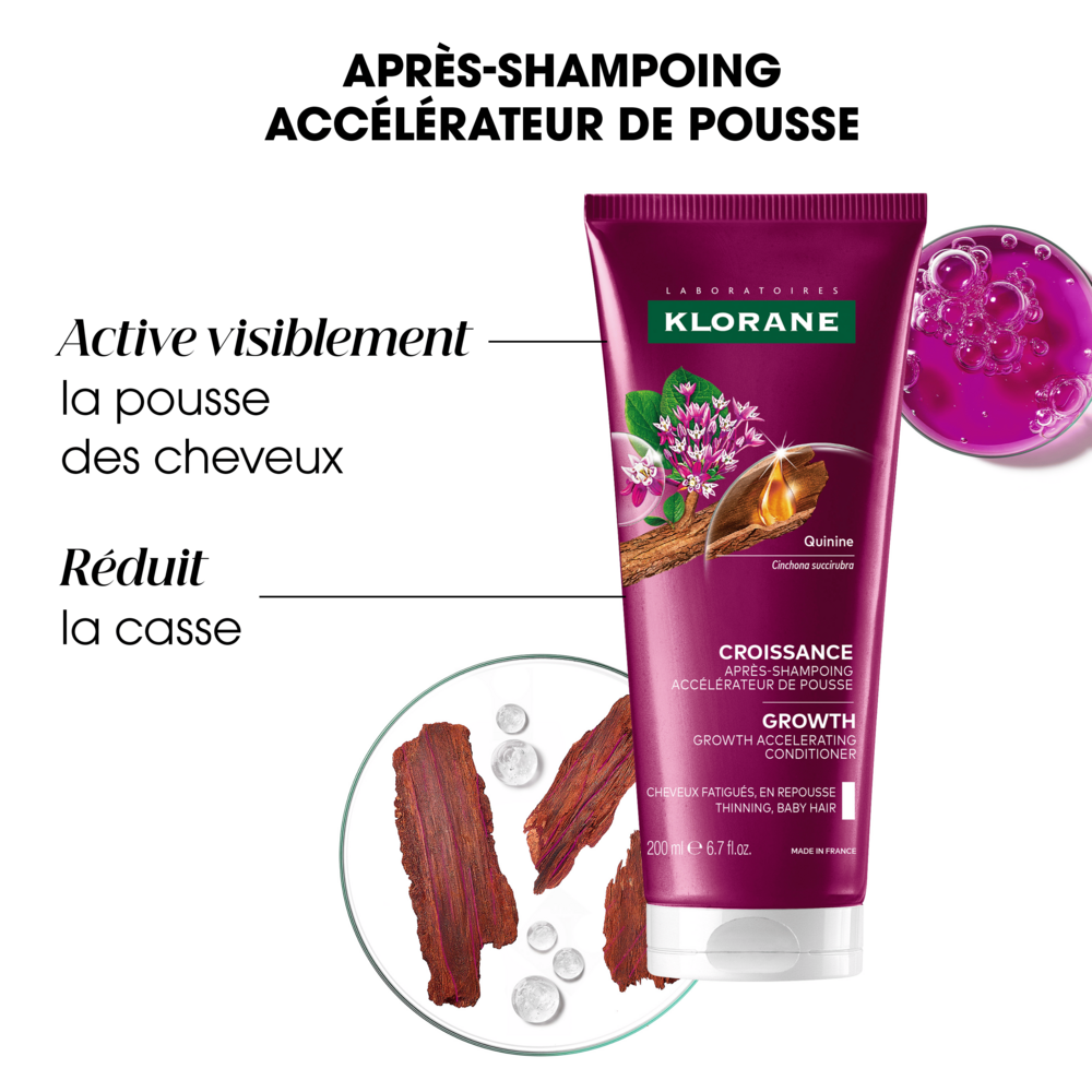 Klorane Quinine Après-shampooing Croissance, Accélérateur de Pousse 200ml