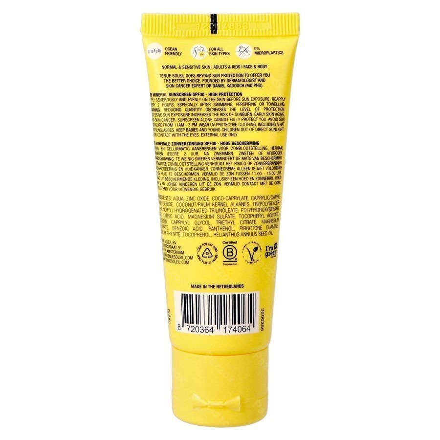 Tenue Soleil Crème Solaire Minerale SPF30 30ml