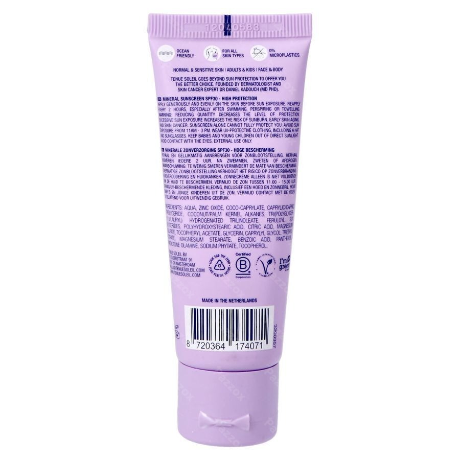 Tenue Soleil Creme Solaire Minerale Spf50 30ml