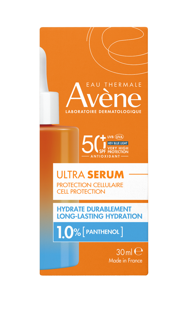 Avène Solaire Ultra Sérum SPF50+ Hydratant longue durée, Très Haute Protection, Panthenol, Peau sensible 30ml