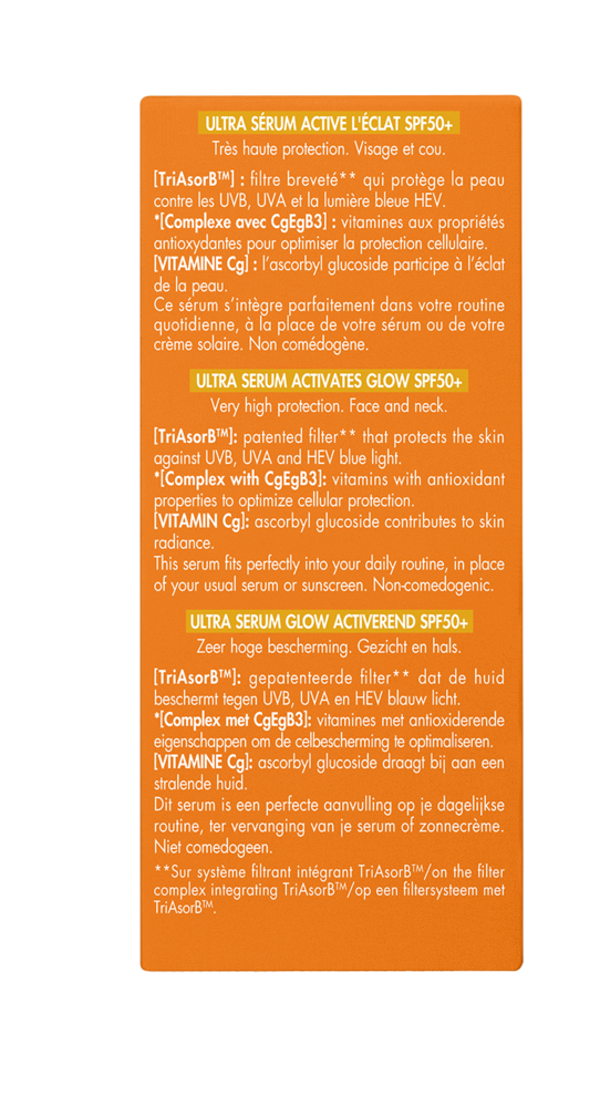 Avène Solaire Ultra Sérum SPF50+ Activateur d'éclat, Très Haute Protection, Vitamine Cg, Peau sensible 30ml