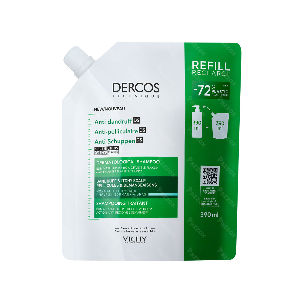 Vichy Dercos Shampooing Anti-Pelliculaire DS Recharge Cheveux Normaux à Gras
