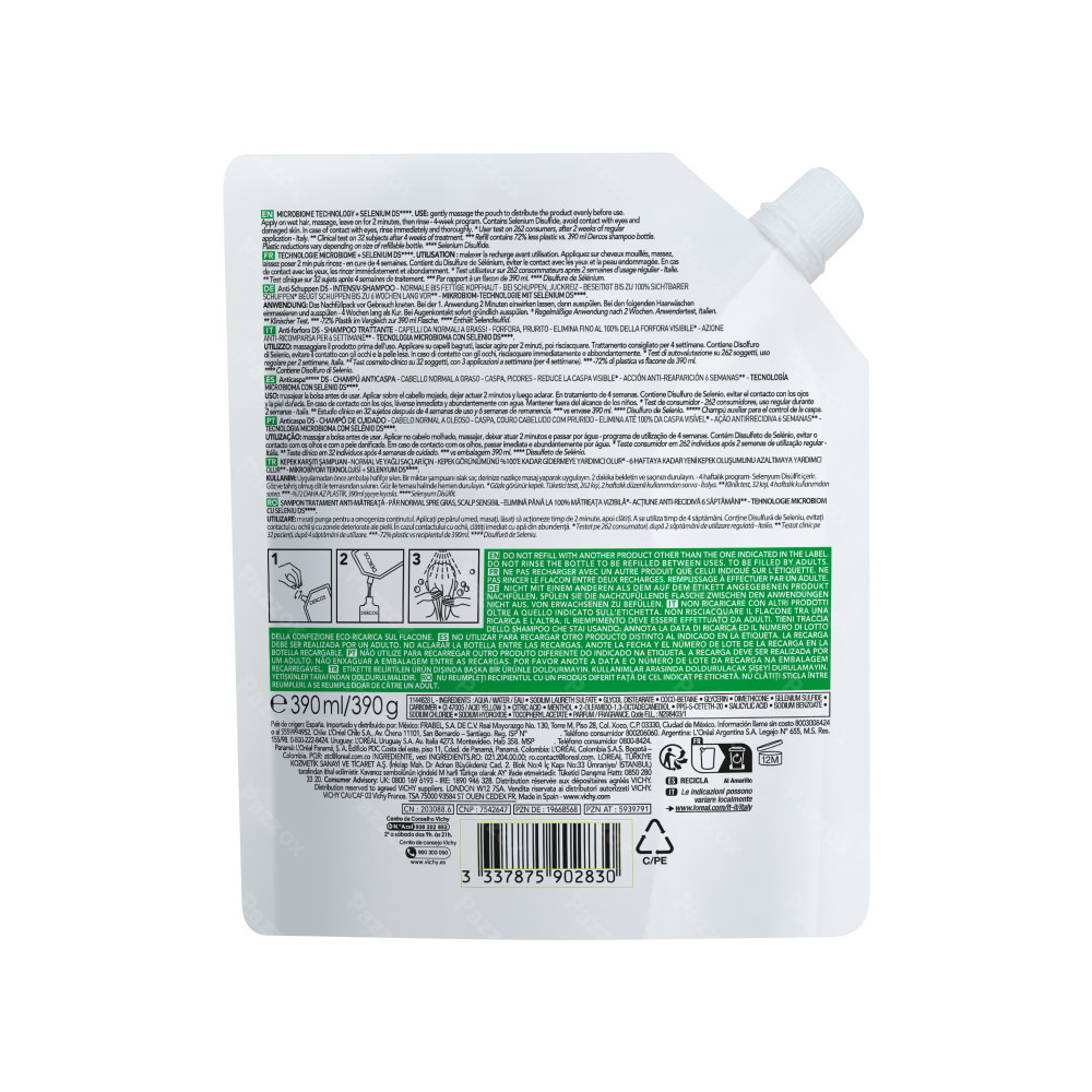 Vichy Dercos Shampooing Anti-Pelliculaire DS Recharge Cheveux Normaux à Gras