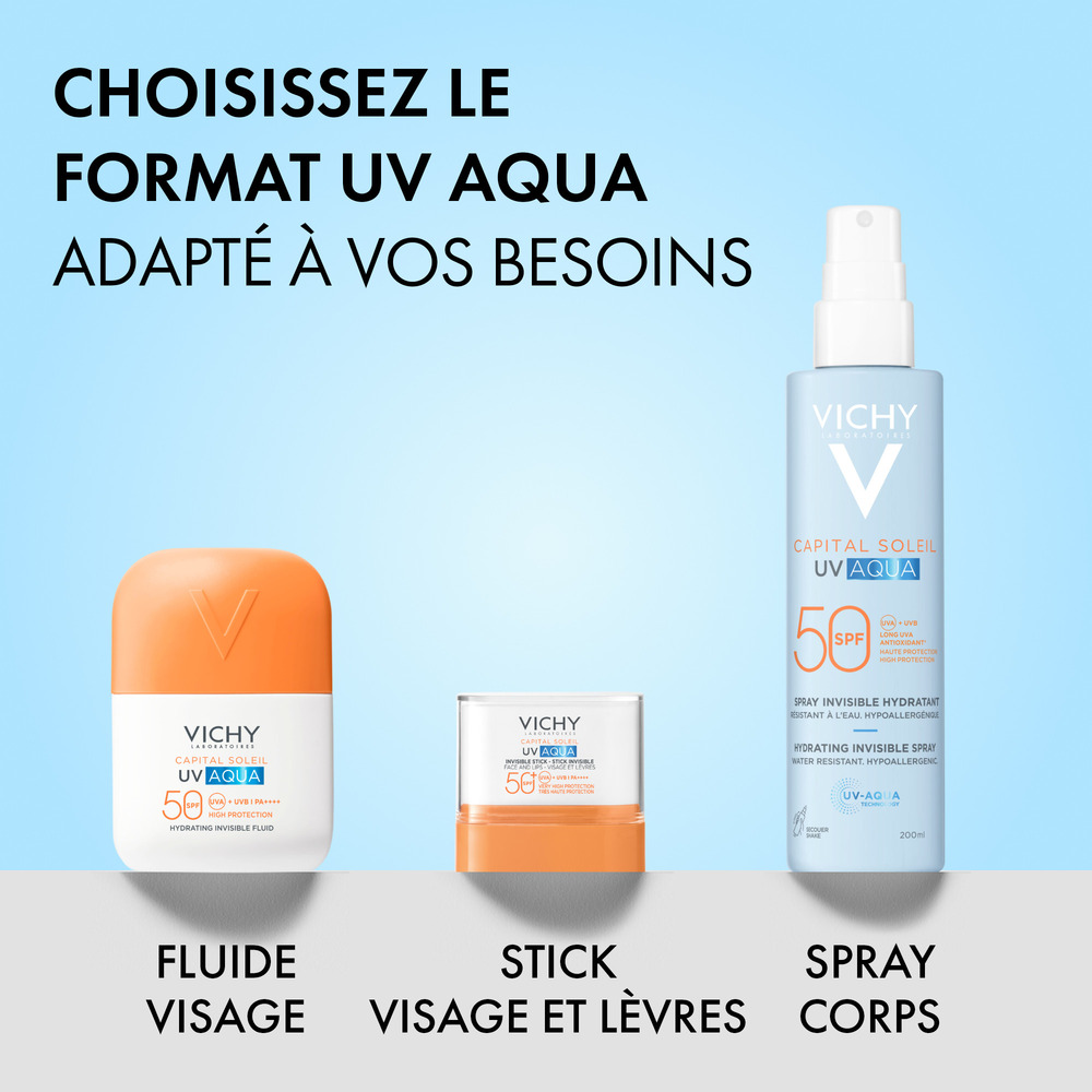 Vichy Capital Soleil Uv-Aqua Stick Crème Solaire Visage et Lèvres SPF50+ 10 ml