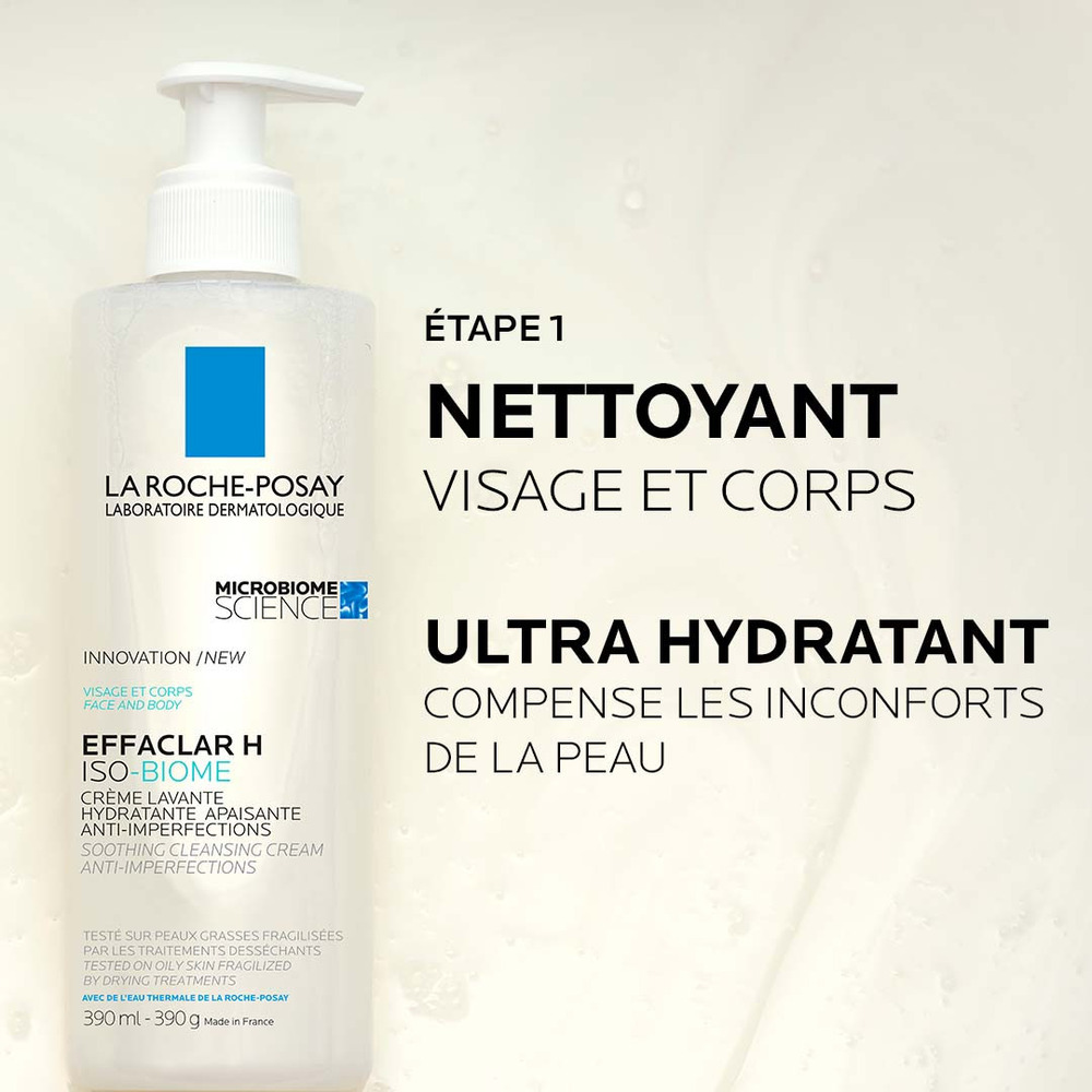 La Roche-Posay Effaclar H Crème Lavante Isobiome Peaux Fragilisées 390ml