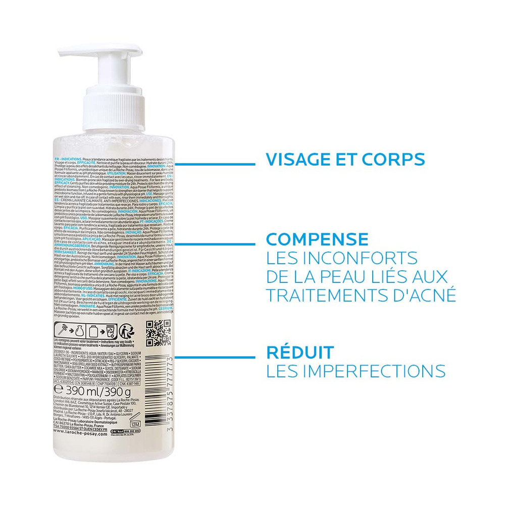 La Roche-Posay Effaclar H Crème Lavante Isobiome Peaux Fragilisées 390ml