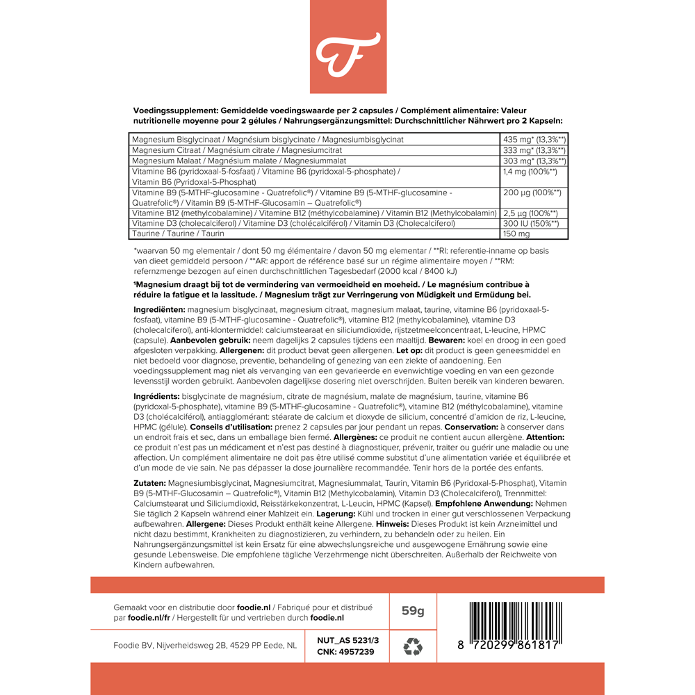 Foodie Magnesium Boost 60 Comprimés