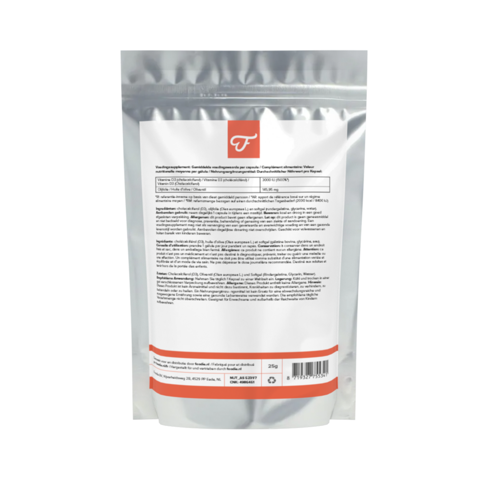 Foodie Vitamine D3 Boost 3000 IU 120 Comprimés