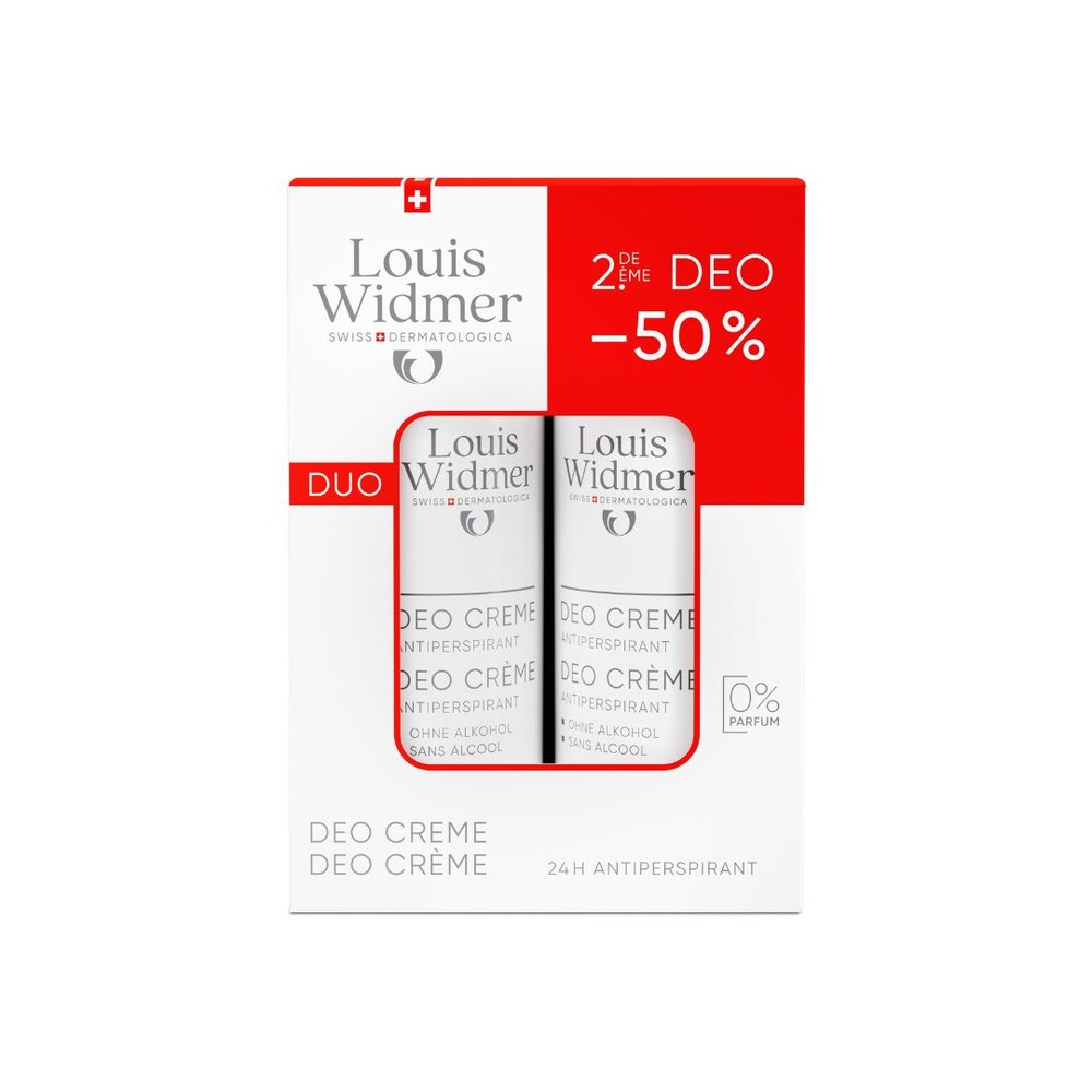 Louis Widmer Deo Crème Antiperspirant Sans Parfum 2x40ml Promo
