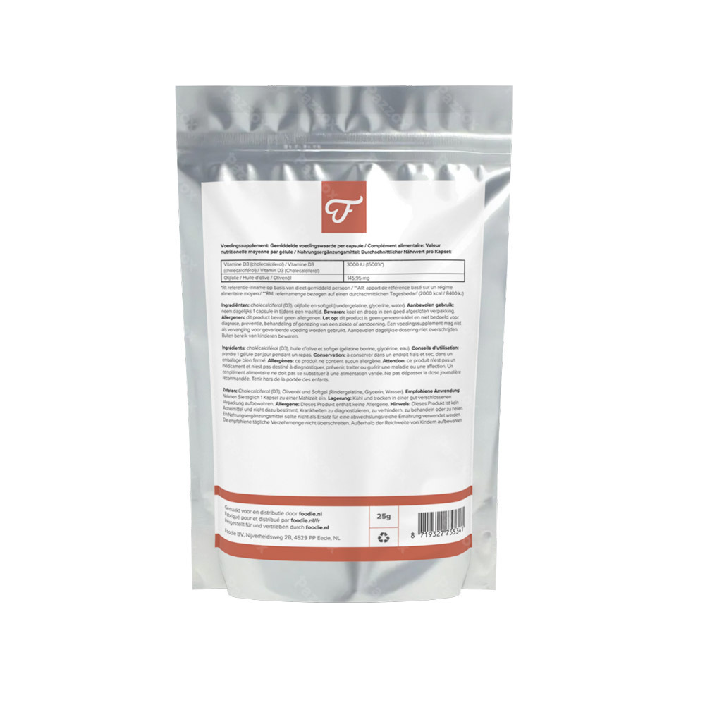 Foodie Vitamine D3 Boost 3000 IU 120 Comprimés