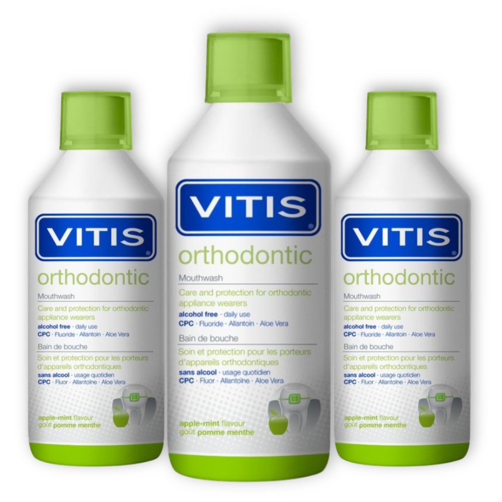 Vitis Orthodontic Bain Bouche 3 x 500ml Paquet Promo