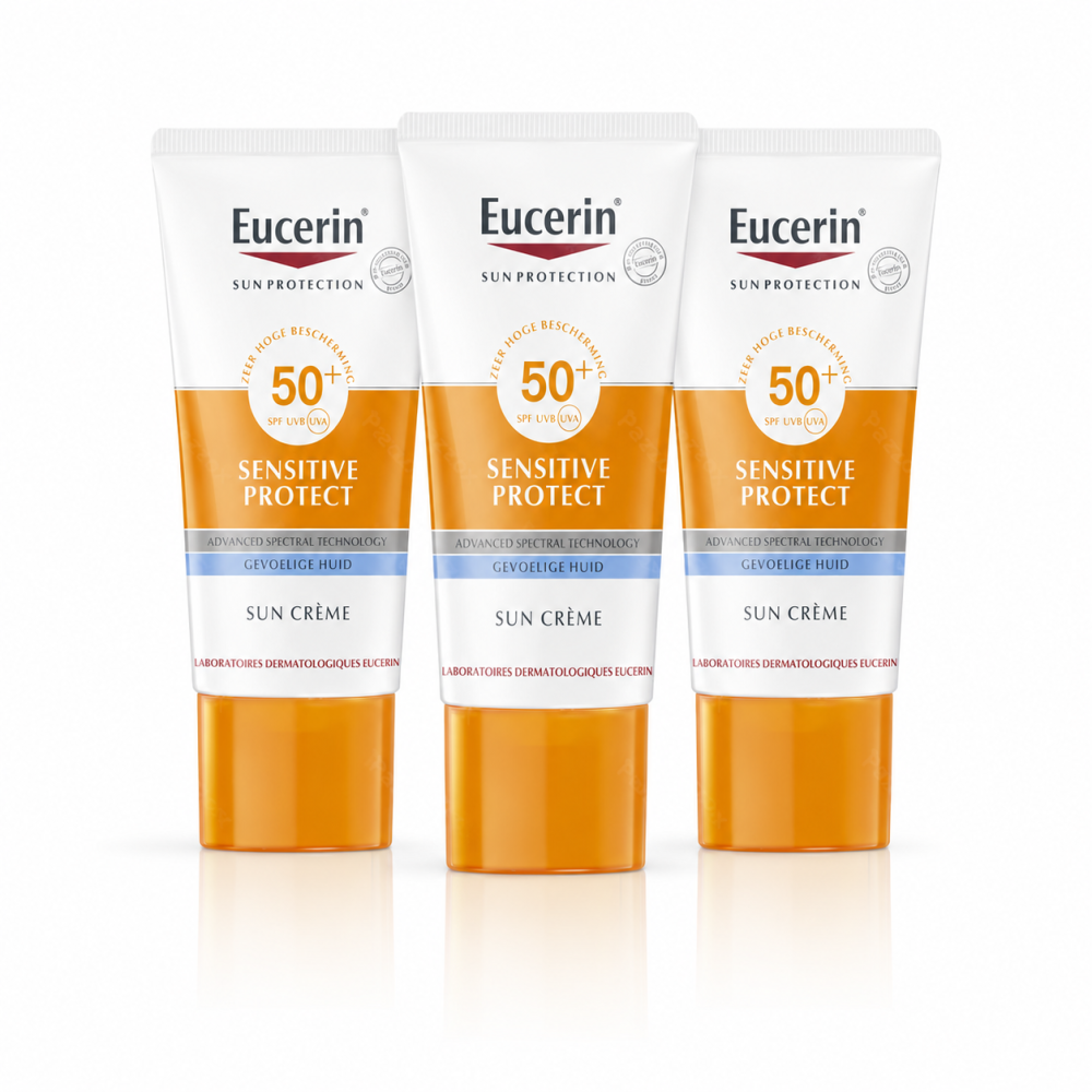 Eucerin Sun Sensitive Protect Crème de Solaire Peau Sensible SPF50+ 3 x 50 ml Promo