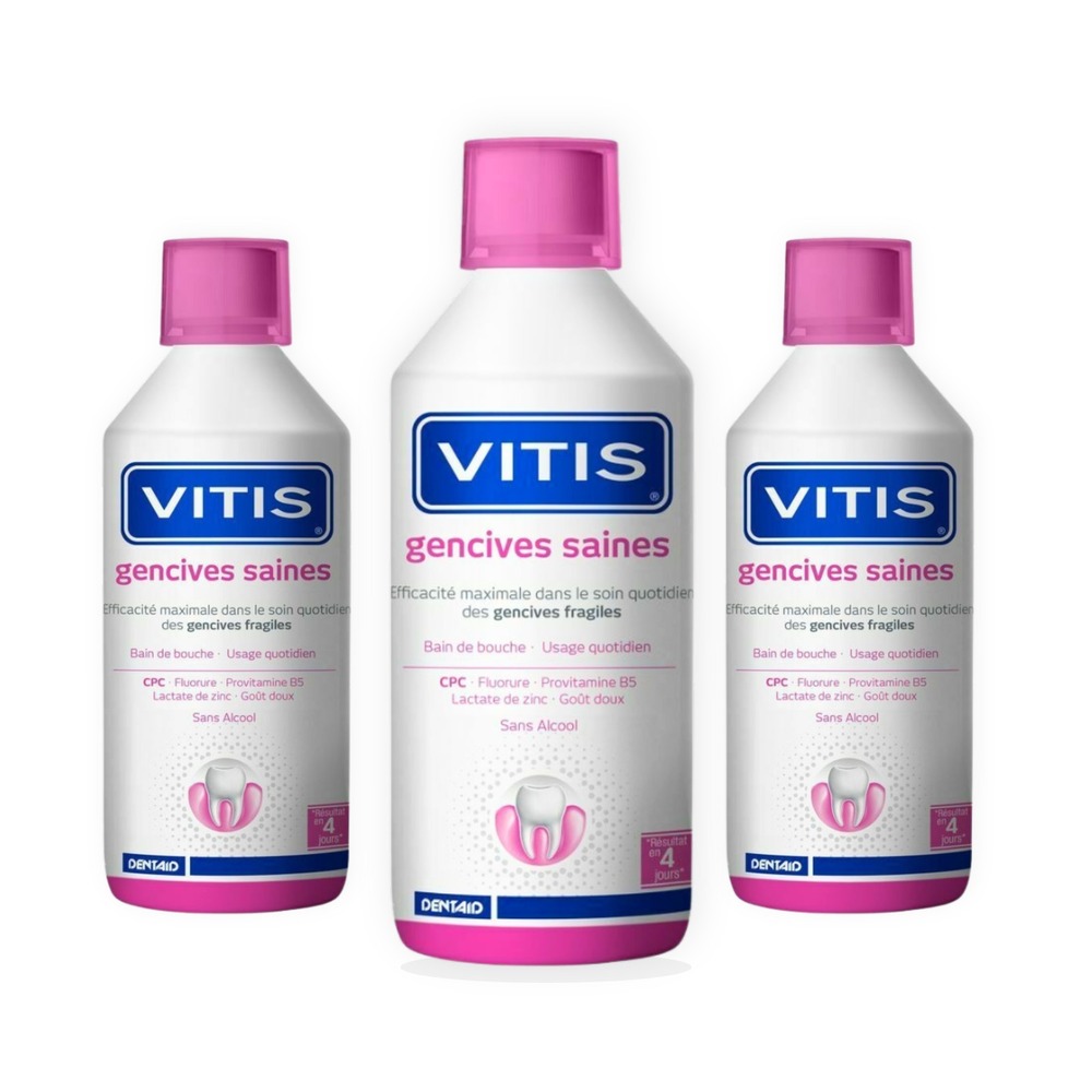 Vitis Gencives Saines Bain Bouche 3 x 500ml Paquet Promo