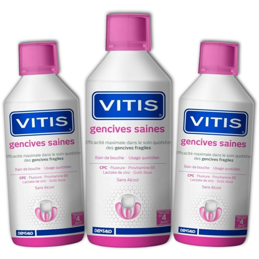 Vitis Gencives Saines Bain Bouche 3 x 500ml Paquet Promo