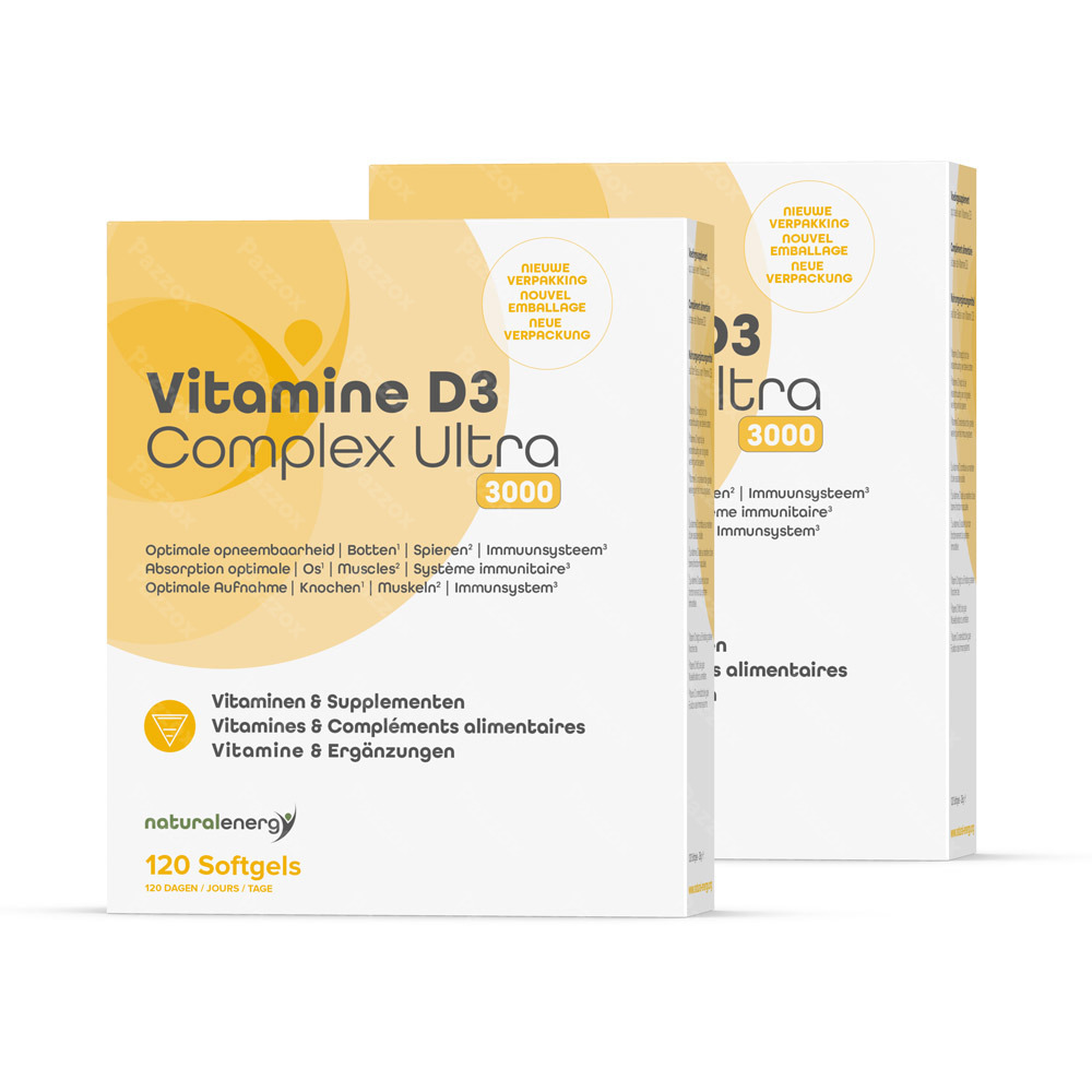 Natural Energy Vitamine D3 Complex Ultra 3000 UI 120 Parels 1+1 Gratuit