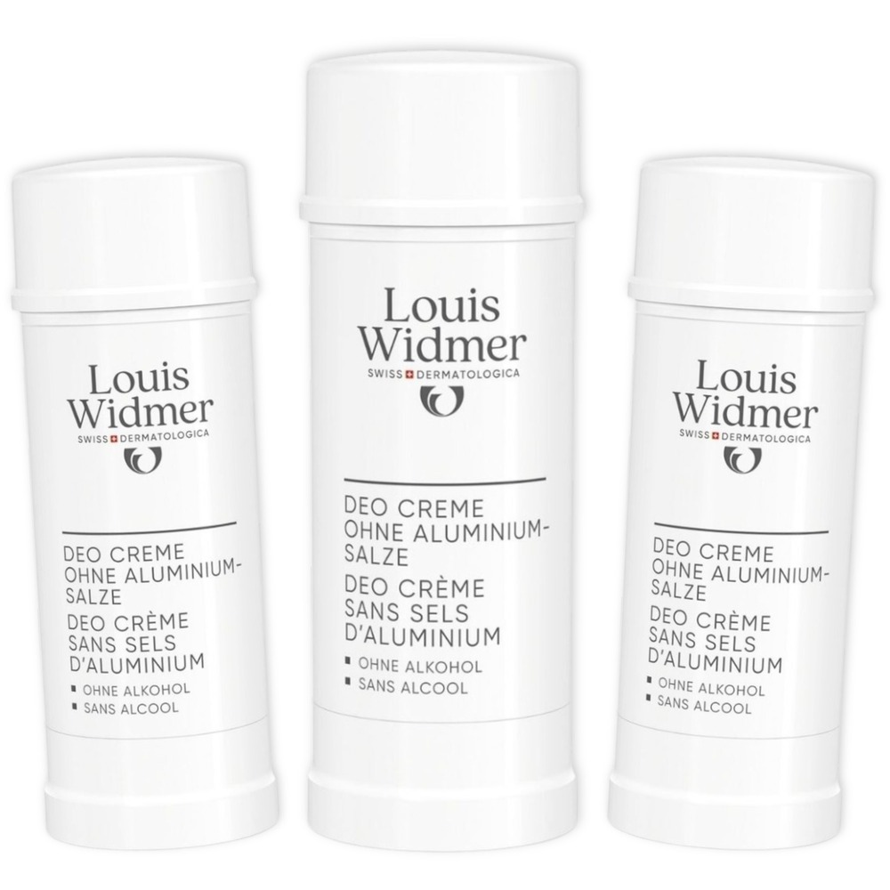 Louis Widmer Deo Crème Sans Sels d'Aluminium Sans Parfum 3 x 40ml Paquet Promo